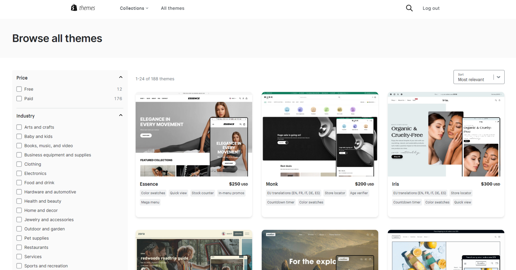 Каталог тем Shopify